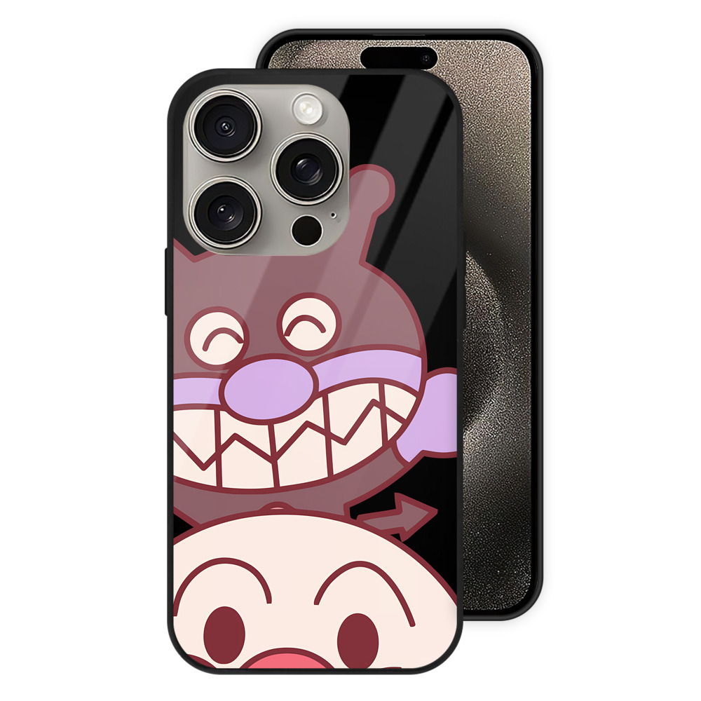 （画像用） アンパンマン Anpanman 【iPhone15Pro対応】スマホケース 耐衝撃＆黄変防止 背面ガラス