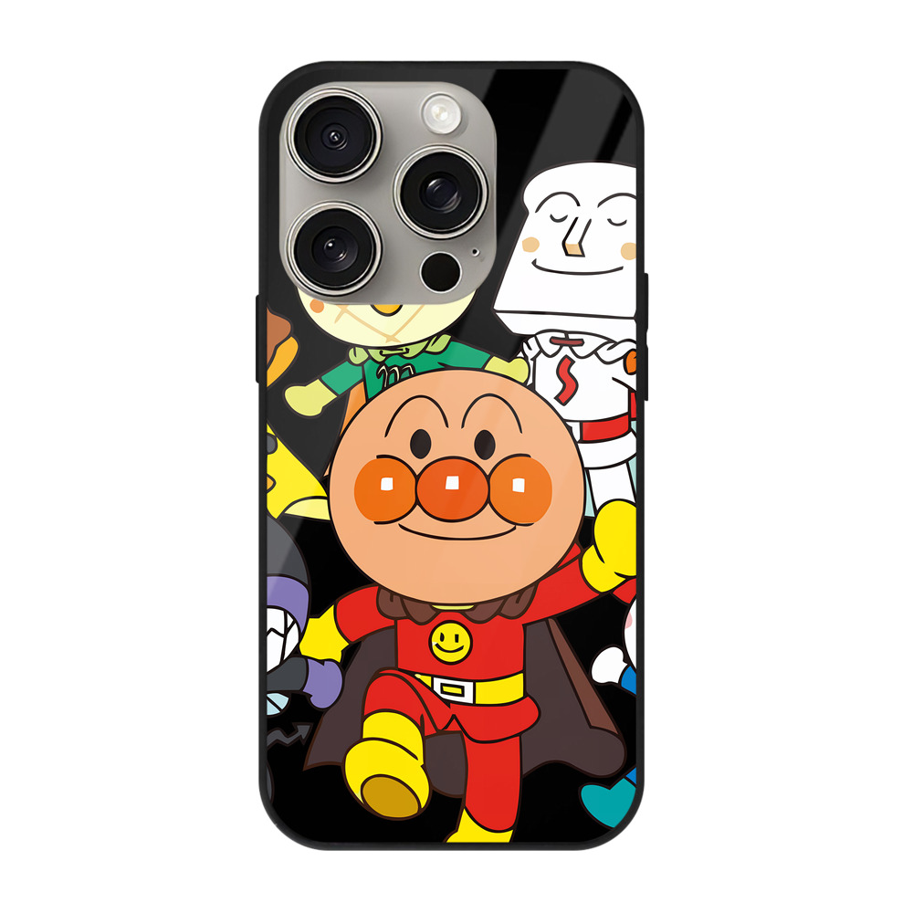 （画像用） アンパンマン Anpanman 【iPhone15Pro対応】スマホケース 耐衝撃＆黄変防止 背面ガラス
