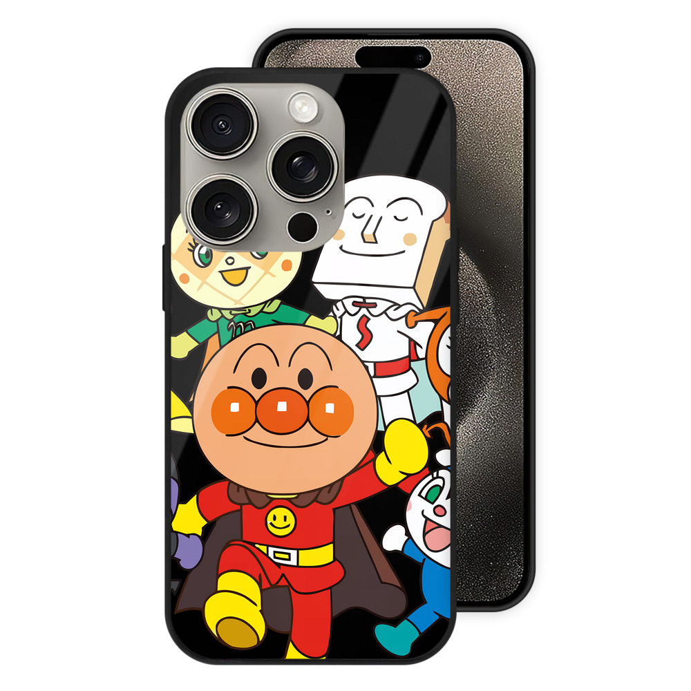 （画像用） アンパンマン Anpanman 【iPhone15Pro対応】スマホケース 耐衝撃＆黄変防止 背面ガラス