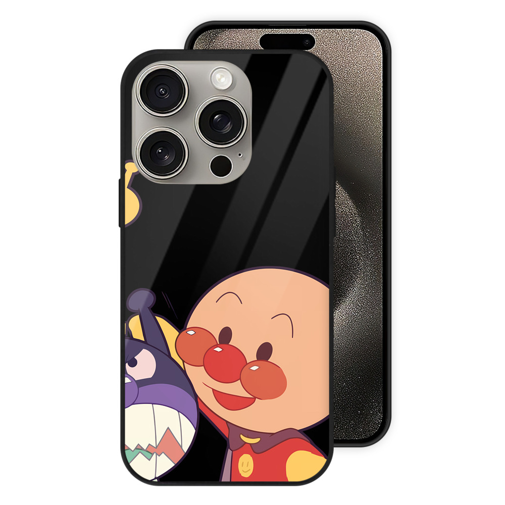 （画像用） アンパンマン Anpanman 【iPhone15Pro対応】スマホケース 耐衝撃＆黄変防止 背面ガラス
