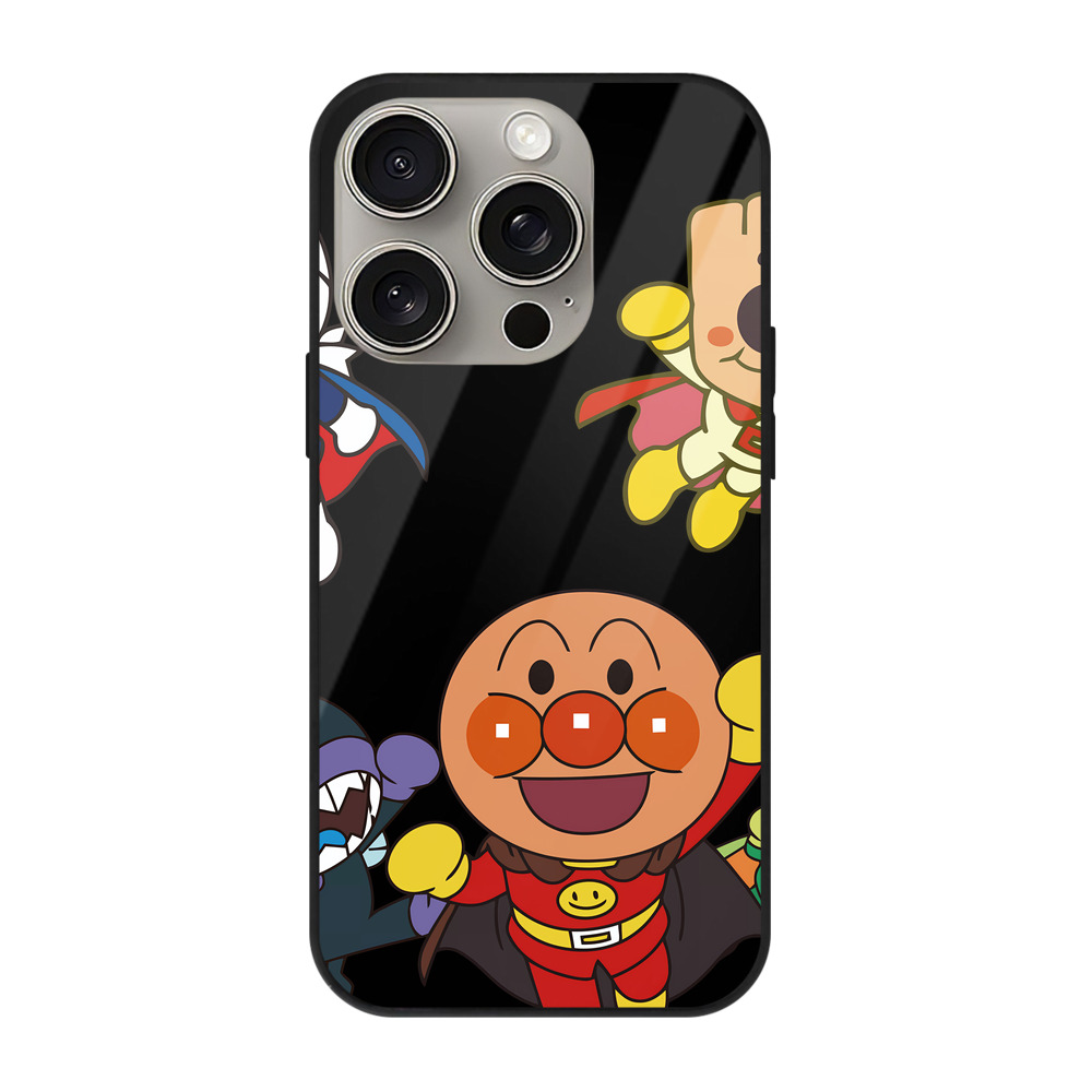 （画像用） アンパンマン Anpanman 【iPhone15Pro対応】スマホケース 耐衝撃＆黄変防止 背面ガラス