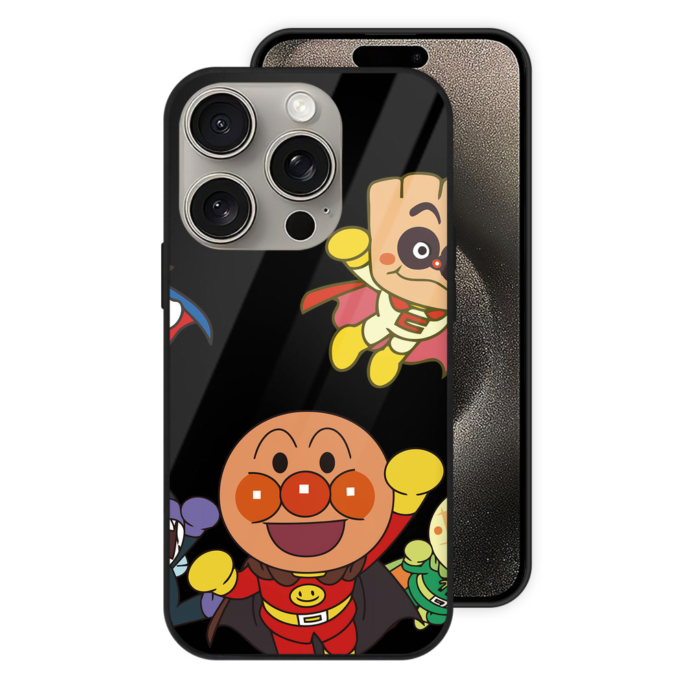 （画像用） アンパンマン Anpanman 【iPhone15Pro対応】スマホケース 耐衝撃＆黄変防止 背面ガラス