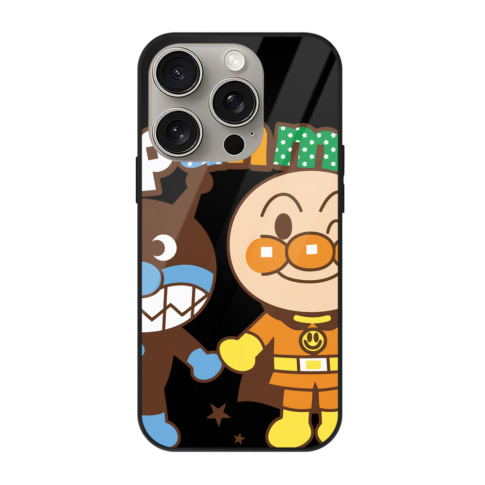 （画像用） アンパンマン Anpanman 【iPhone15Pro対応】スマホケース 耐衝撃＆黄変防止 背面ガラス
