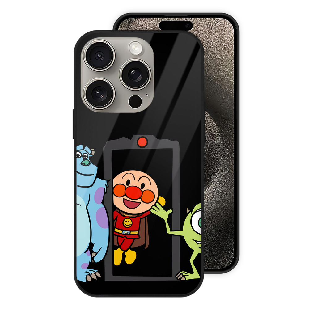 （画像用） アンパンマン Anpanman 【iPhone15Pro対応】スマホケース 耐衝撃＆黄変防止 背面ガラス