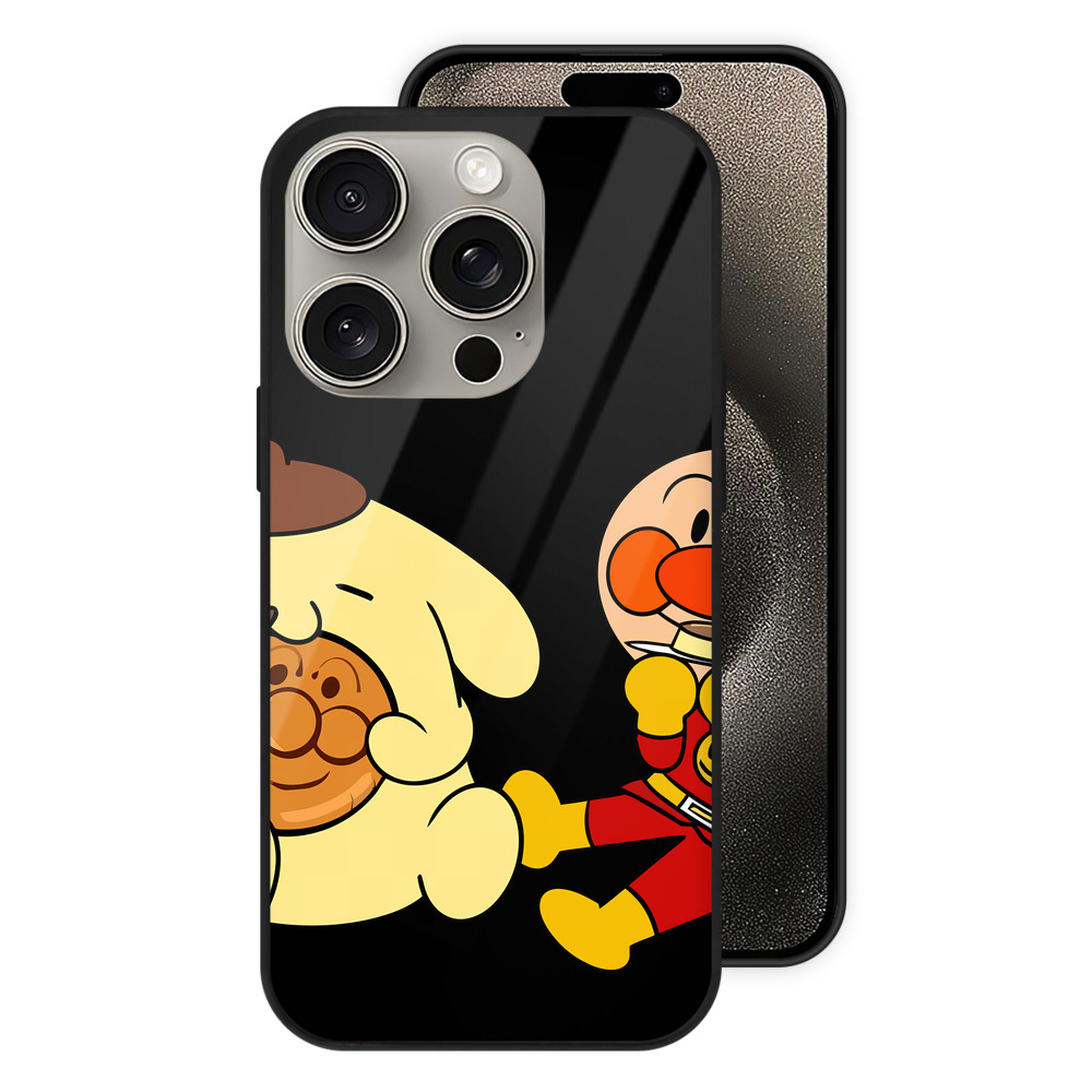 （画像用） アンパンマン Anpanman 【iPhone15Pro対応】スマホケース 耐衝撃＆黄変防止 背面ガラス