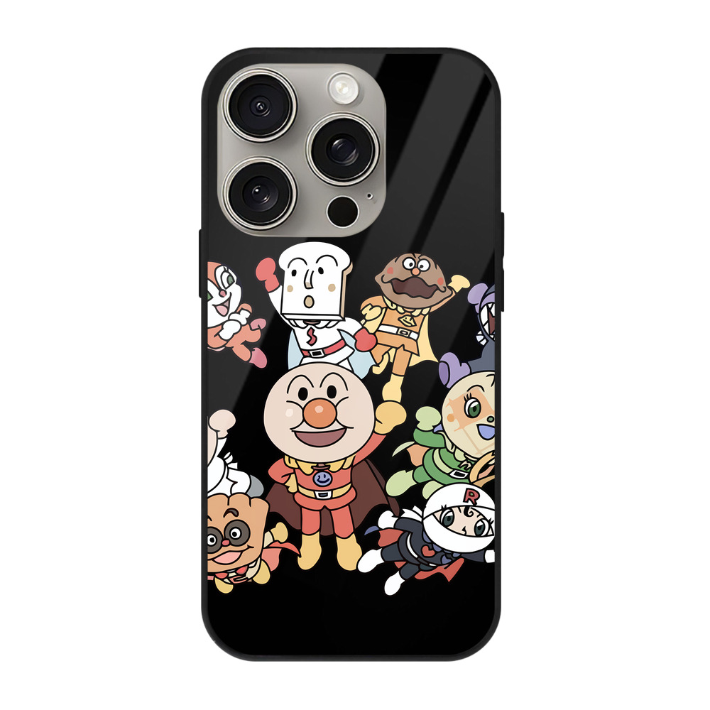 （画像用） アンパンマン Anpanman 【iPhone15Pro対応】スマホケース 耐衝撃＆黄変防止 背面ガラス