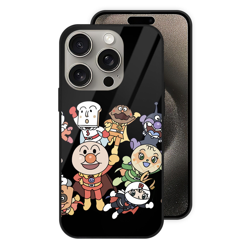 （画像用） アンパンマン Anpanman 【iPhone15Pro対応】スマホケース 耐衝撃＆黄変防止 背面ガラス