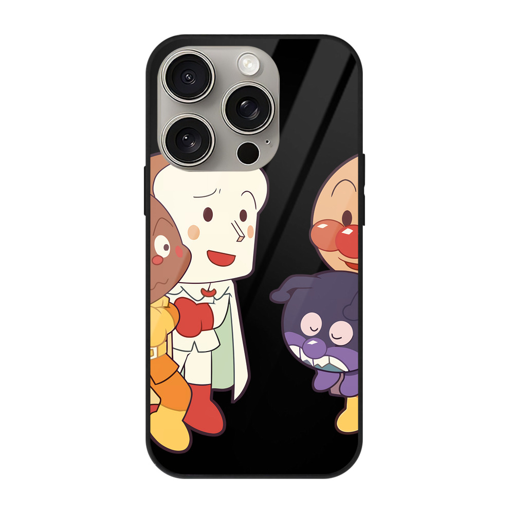 （画像用） アンパンマン Anpanman 【iPhone15Pro対応】スマホケース 耐衝撃＆黄変防止 背面ガラス