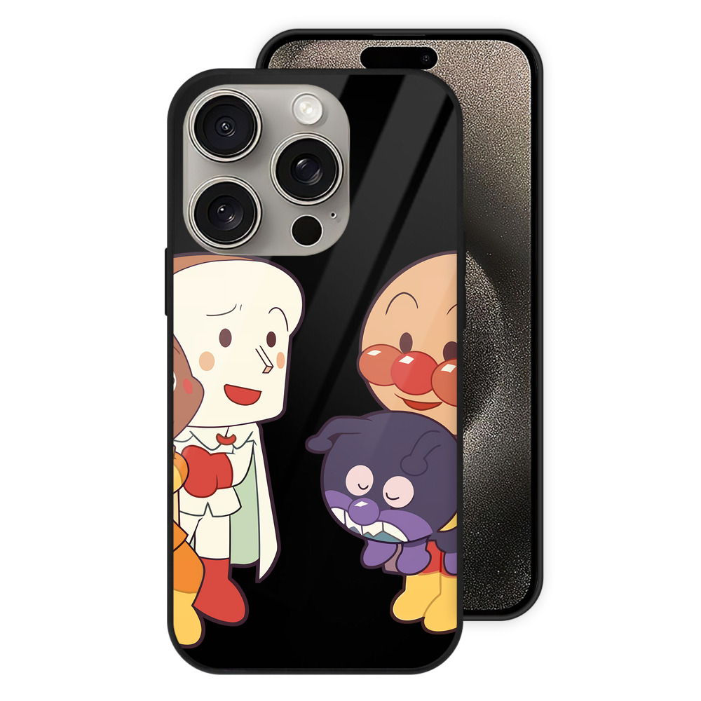 （画像用） アンパンマン Anpanman 【iPhone15Pro対応】スマホケース 耐衝撃＆黄変防止 背面ガラス