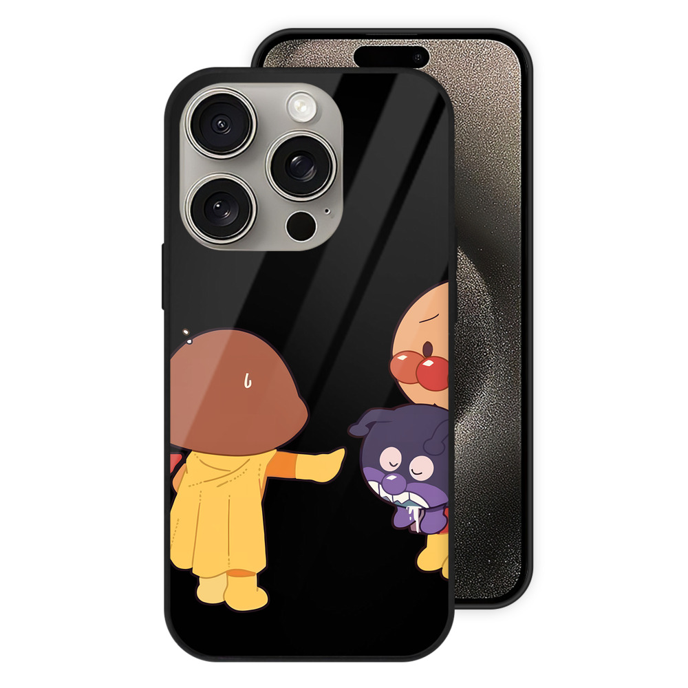 （画像用） アンパンマン Anpanman 【iPhone15Pro対応】スマホケース 耐衝撃＆黄変防止 背面ガラス