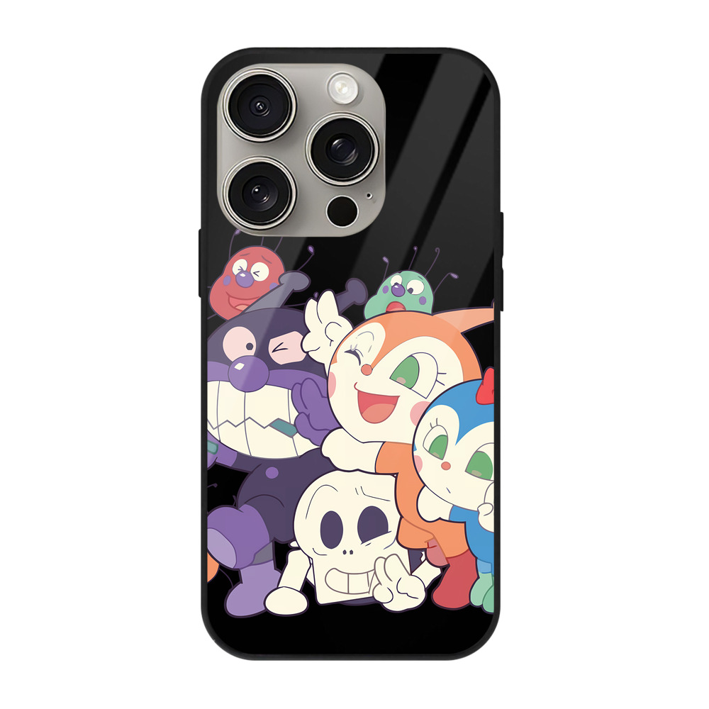（画像用） アンパンマン Anpanman 【iPhone15Pro対応】スマホケース 耐衝撃＆黄変防止 背面ガラス