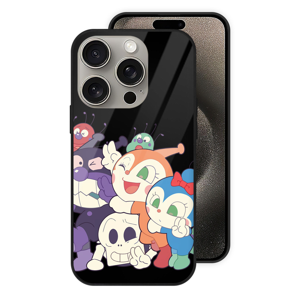 （画像用） アンパンマン Anpanman 【iPhone15Pro対応】スマホケース 耐衝撃＆黄変防止 背面ガラス