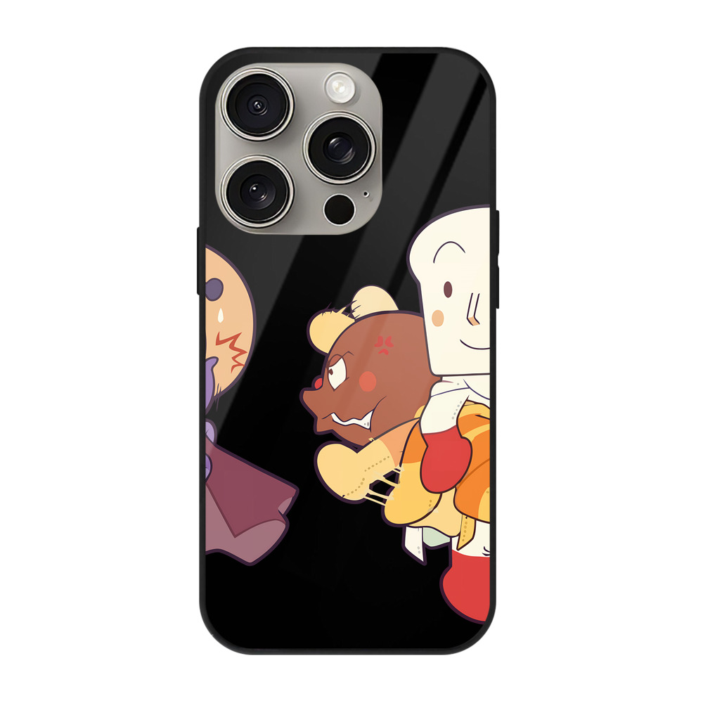 （画像用） アンパンマン Anpanman 【iPhone15Pro対応】スマホケース 耐衝撃＆黄変防止 背面ガラス
