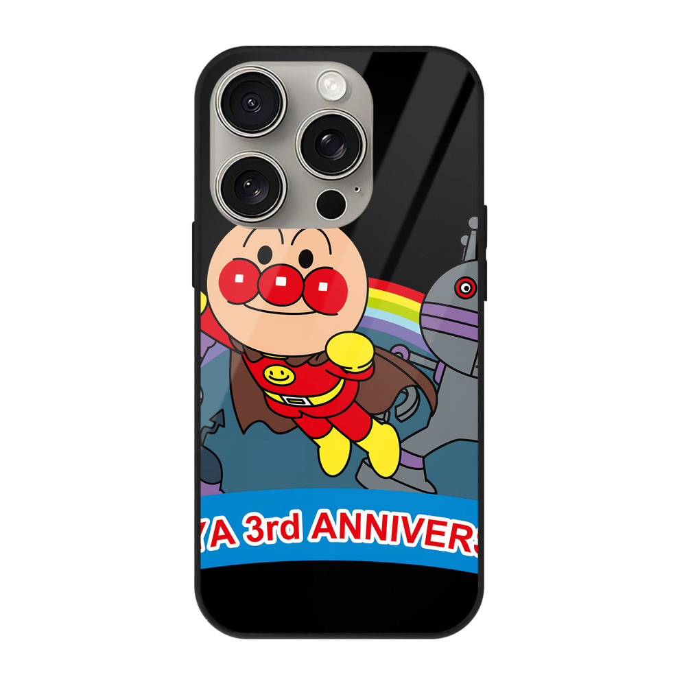 （画像用） アンパンマン Anpanman 【iPhone15Pro対応】スマホケース 耐衝撃＆黄変防止 背面ガラス