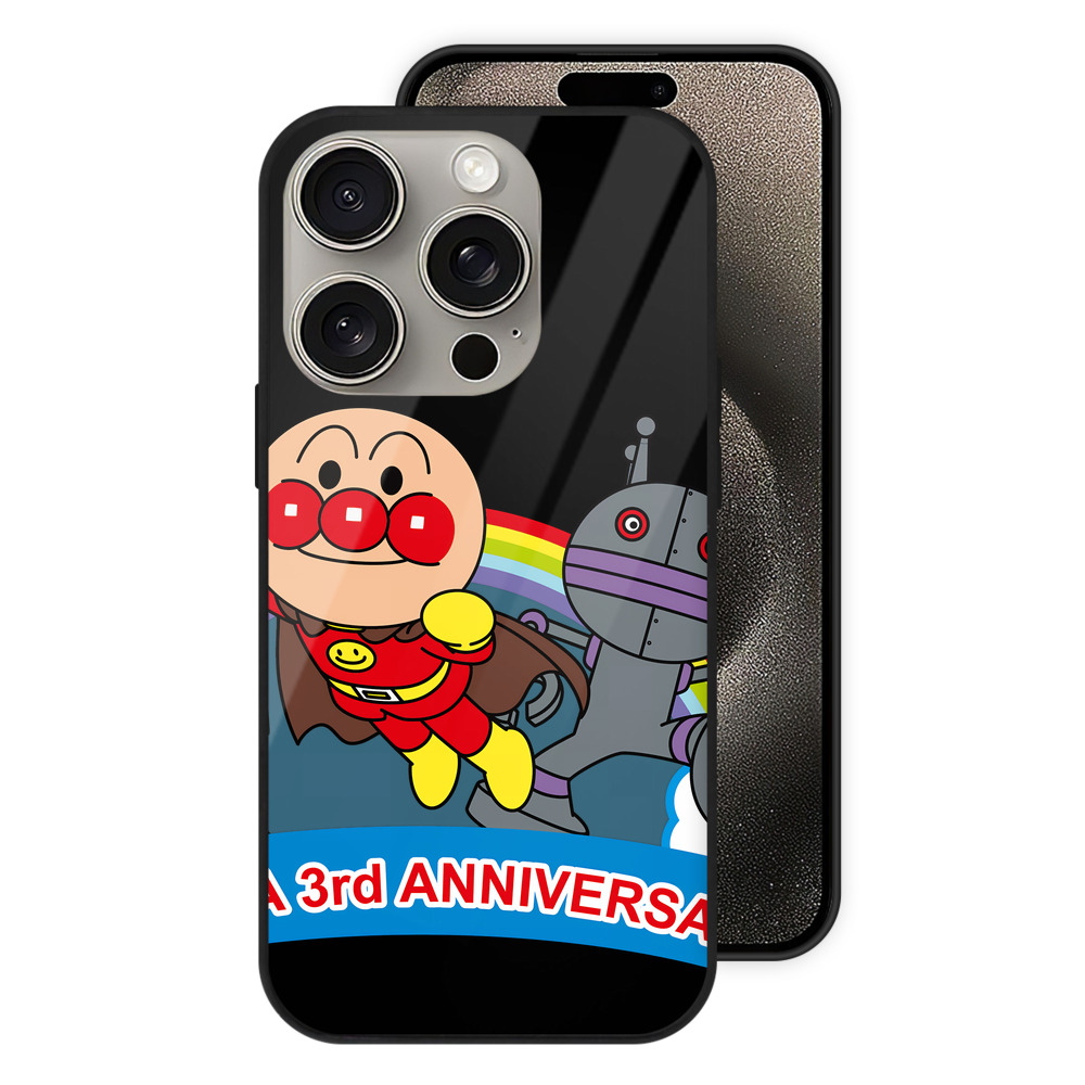 （画像用） アンパンマン Anpanman 【iPhone15Pro対応】スマホケース 耐衝撃＆黄変防止 背面ガラス