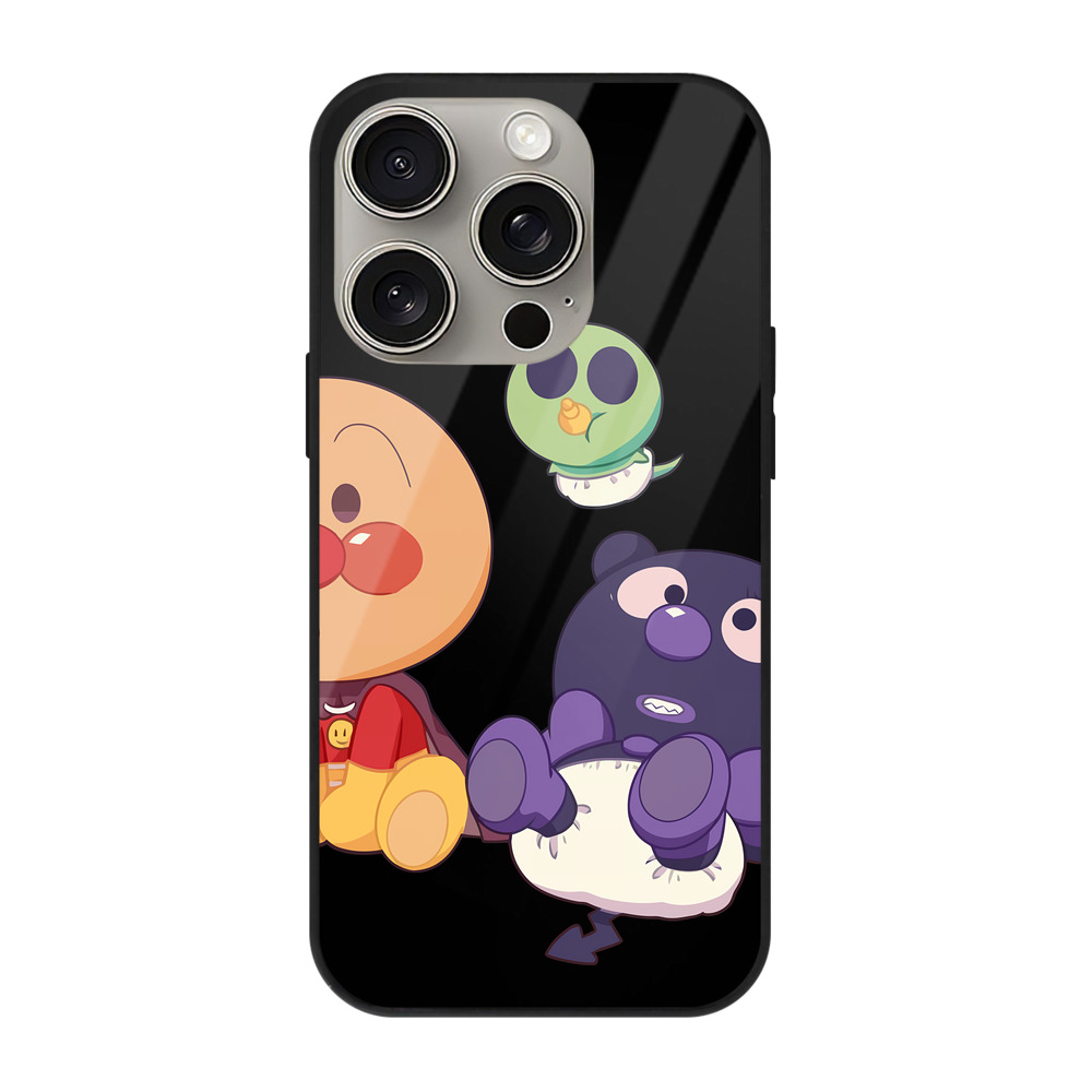 （画像用） アンパンマン Anpanman 【iPhone15Pro対応】スマホケース 耐衝撃＆黄変防止 背面ガラス