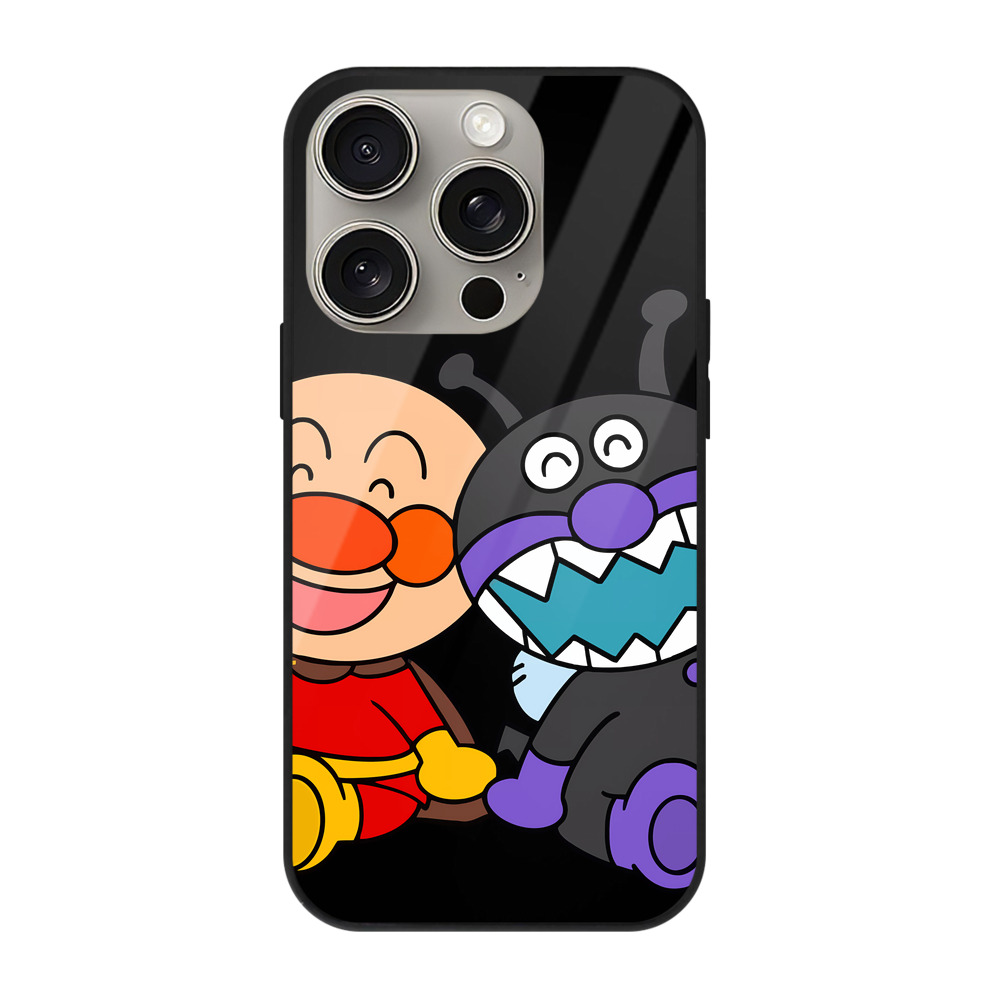 （画像用） アンパンマン Anpanman 【iPhone15Pro対応】スマホケース 耐衝撃＆黄変防止 背面ガラス
