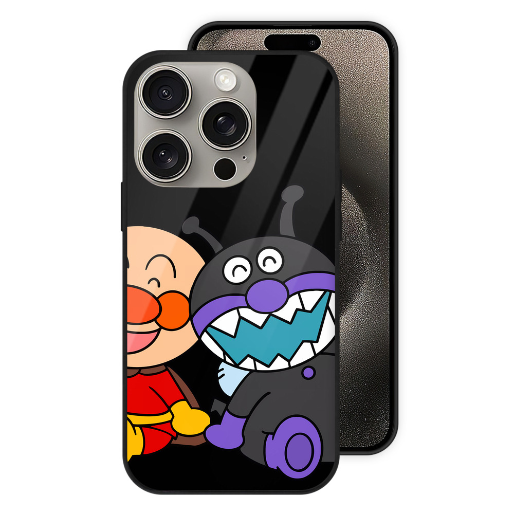 （画像用） アンパンマン Anpanman 【iPhone15Pro対応】スマホケース 耐衝撃＆黄変防止 背面ガラス
