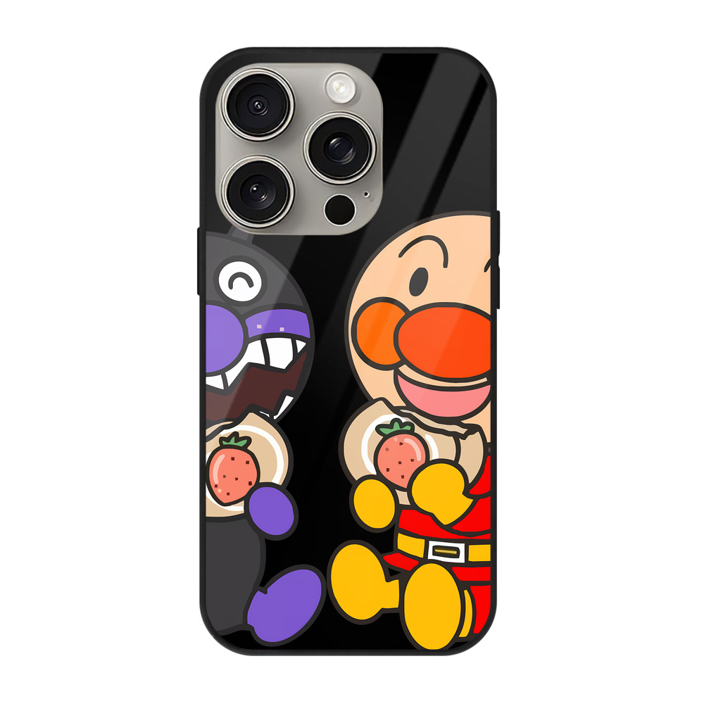 （画像用） アンパンマン Anpanman 【iPhone15Pro対応】スマホケース 耐衝撃＆黄変防止 背面ガラス