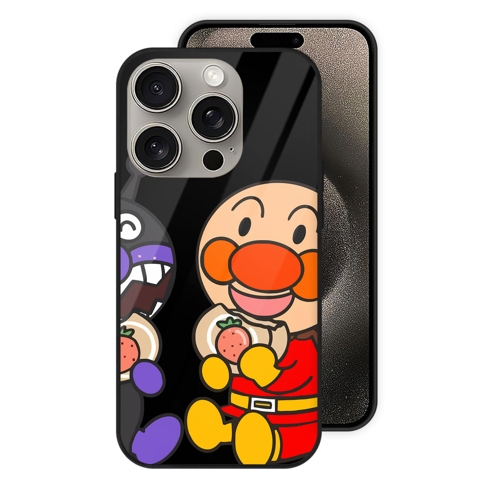 （画像用） アンパンマン Anpanman 【iPhone15Pro対応】スマホケース 耐衝撃＆黄変防止 背面ガラス
