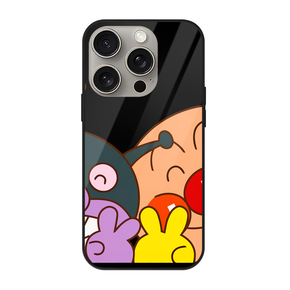 （画像用） アンパンマン Anpanman 【iPhone15Pro対応】スマホケース 耐衝撃＆黄変防止 背面ガラス