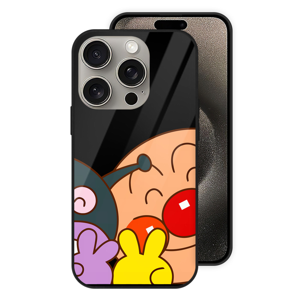 （画像用） アンパンマン Anpanman 【iPhone15Pro対応】スマホケース 耐衝撃＆黄変防止 背面ガラス