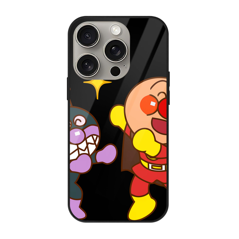（画像用） アンパンマン Anpanman 【iPhone15Pro対応】スマホケース 耐衝撃＆黄変防止 背面ガラス