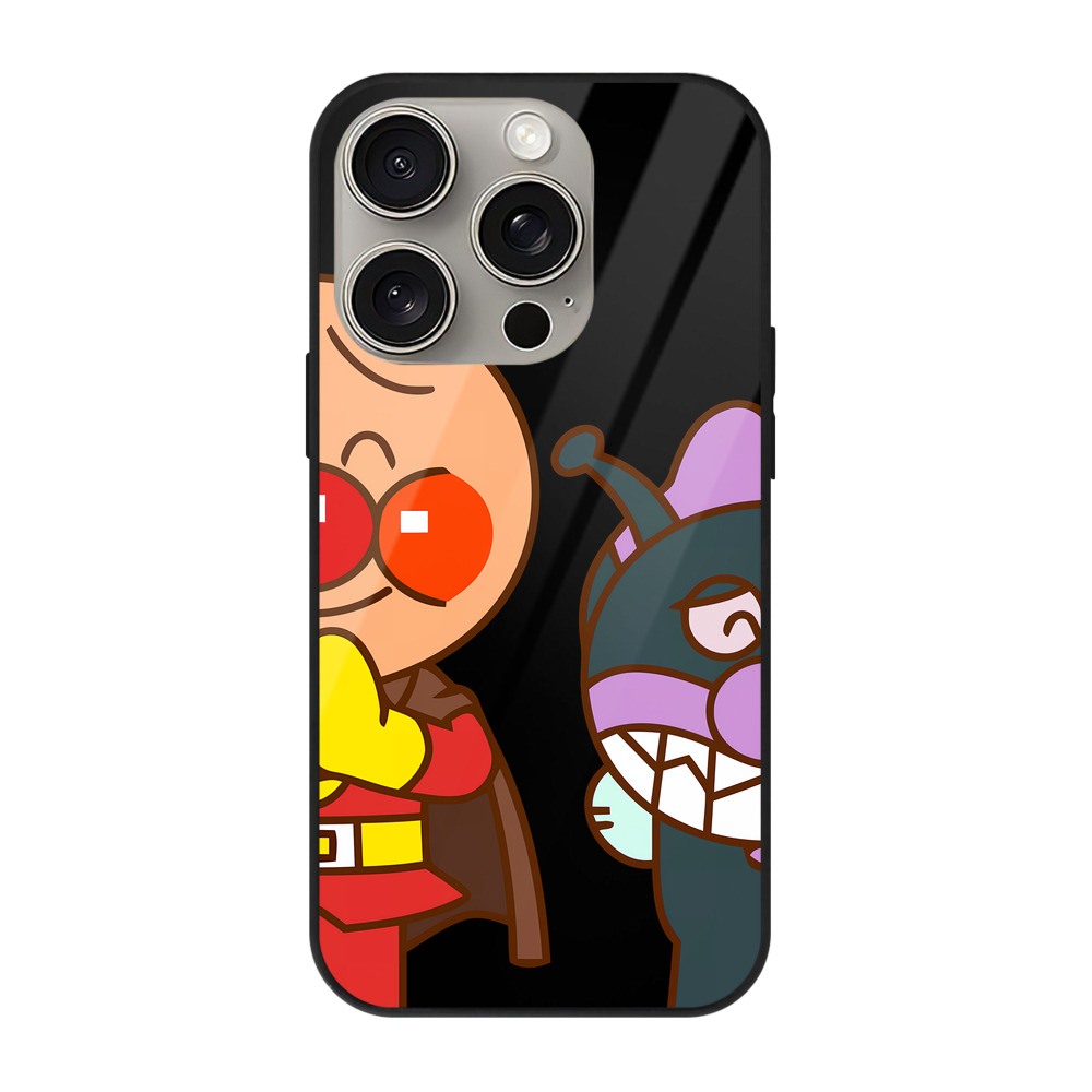 （画像用） アンパンマン Anpanman 【iPhone15Pro対応】スマホケース 耐衝撃＆黄変防止 背面ガラス