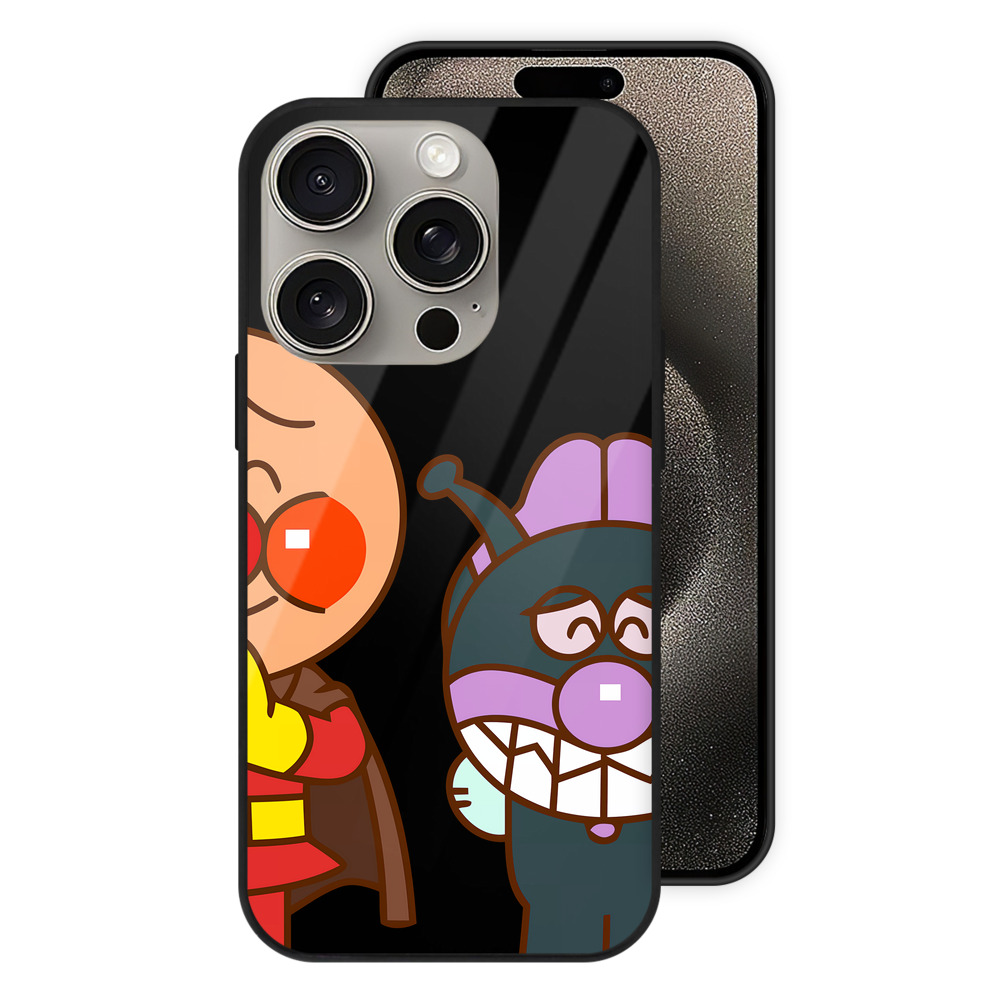 （画像用） アンパンマン Anpanman 【iPhone15Pro対応】スマホケース 耐衝撃＆黄変防止 背面ガラス