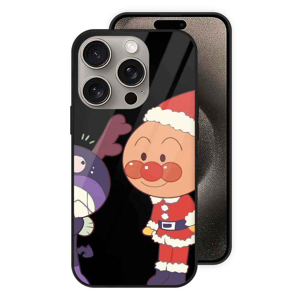 （画像用） アンパンマン Anpanman 【iPhone15Pro対応】スマホケース 耐衝撃＆黄変防止 背面ガラス