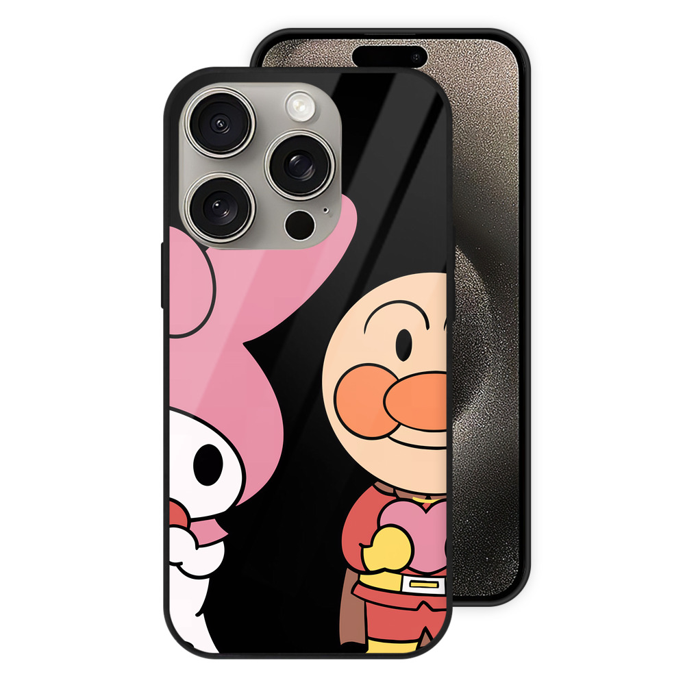 （画像用） アンパンマン Anpanman 【iPhone15Pro対応】スマホケース 耐衝撃＆黄変防止 背面ガラス