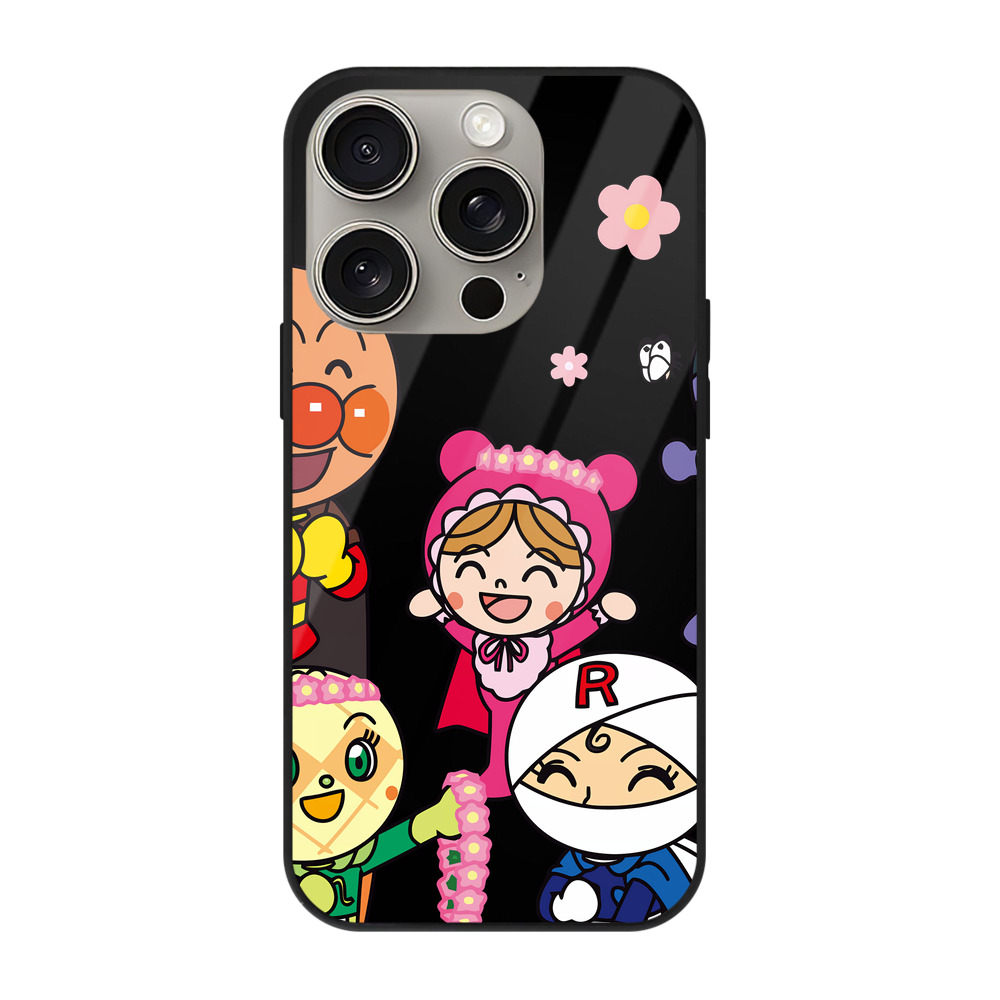 （画像用） アンパンマン Anpanman 【iPhone15Pro対応】スマホケース 耐衝撃＆黄変防止 背面ガラス