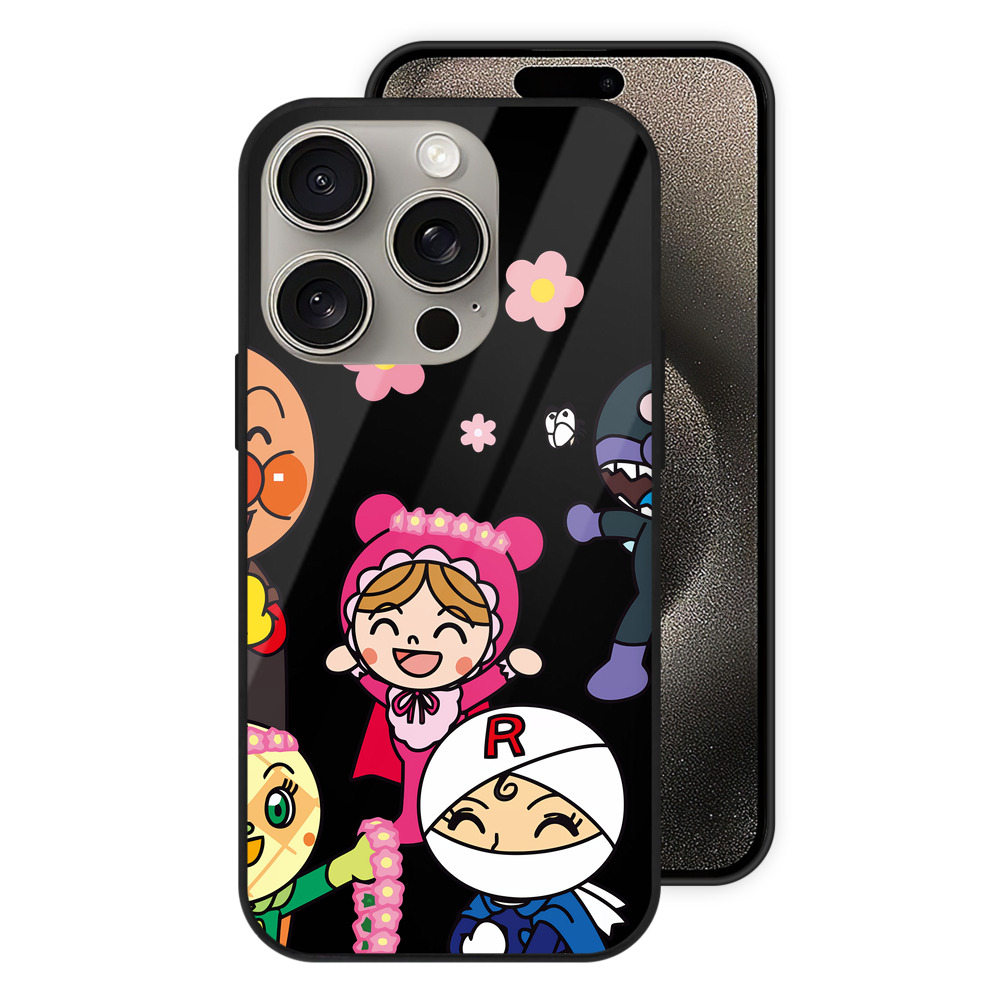 （画像用） アンパンマン Anpanman 【iPhone15Pro対応】スマホケース 耐衝撃＆黄変防止 背面ガラス