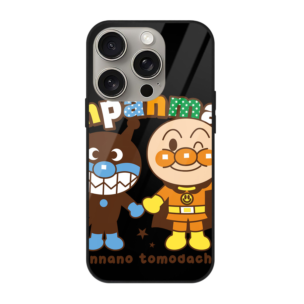 （画像用） アンパンマン Anpanman 【iPhone15Pro対応】スマホケース 耐衝撃＆黄変防止 背面ガラス