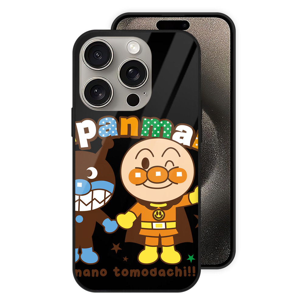 （画像用） アンパンマン Anpanman 【iPhone15Pro対応】スマホケース 耐衝撃＆黄変防止 背面ガラス