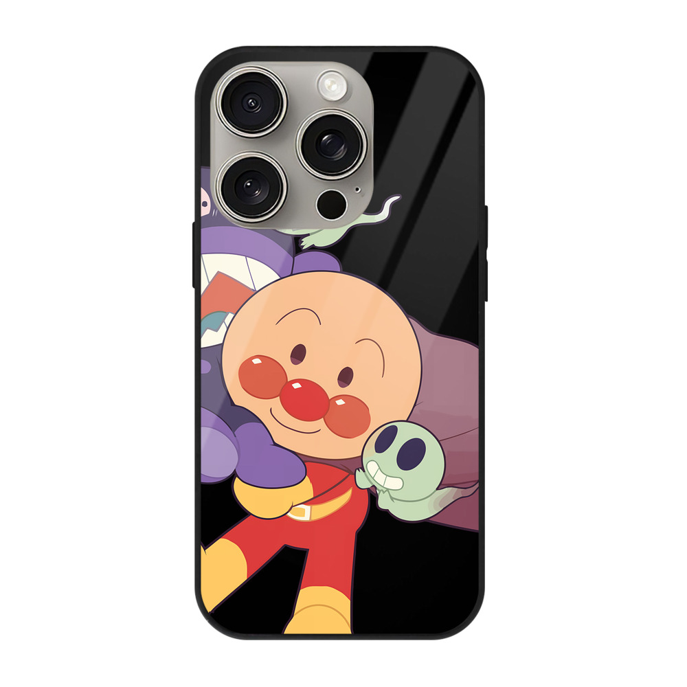 （画像用） アンパンマン Anpanman 【iPhone15Pro対応】スマホケース 耐衝撃＆黄変防止 背面ガラス