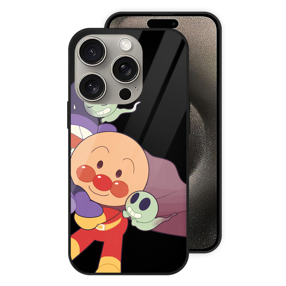 （画像用） アンパンマン Anpanman 【iPhone15Pro対応】スマホケース 耐衝撃＆黄変防止 背面ガラス
