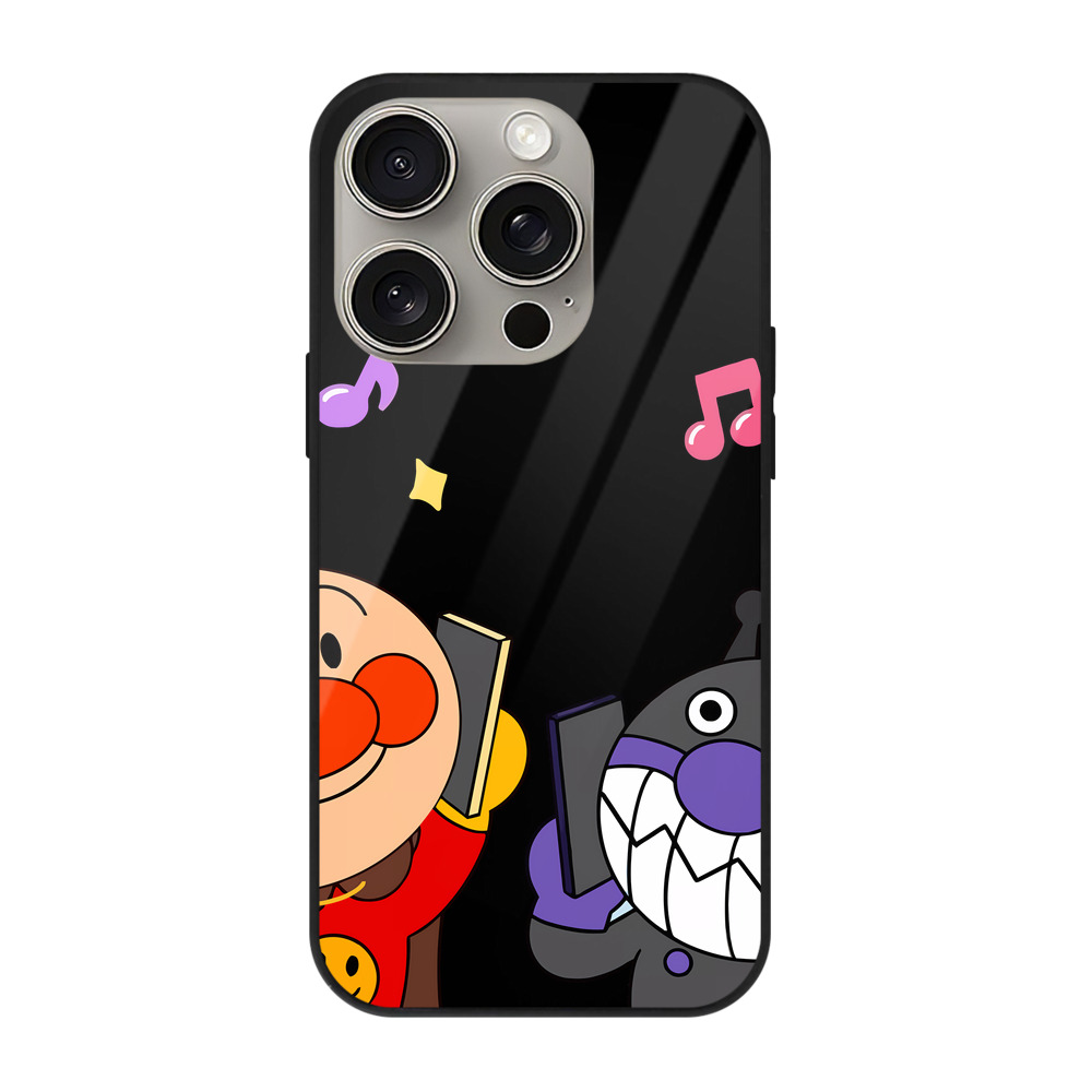 （画像用） アンパンマン Anpanman 【iPhone15Pro対応】スマホケース 耐衝撃＆黄変防止 背面ガラス
