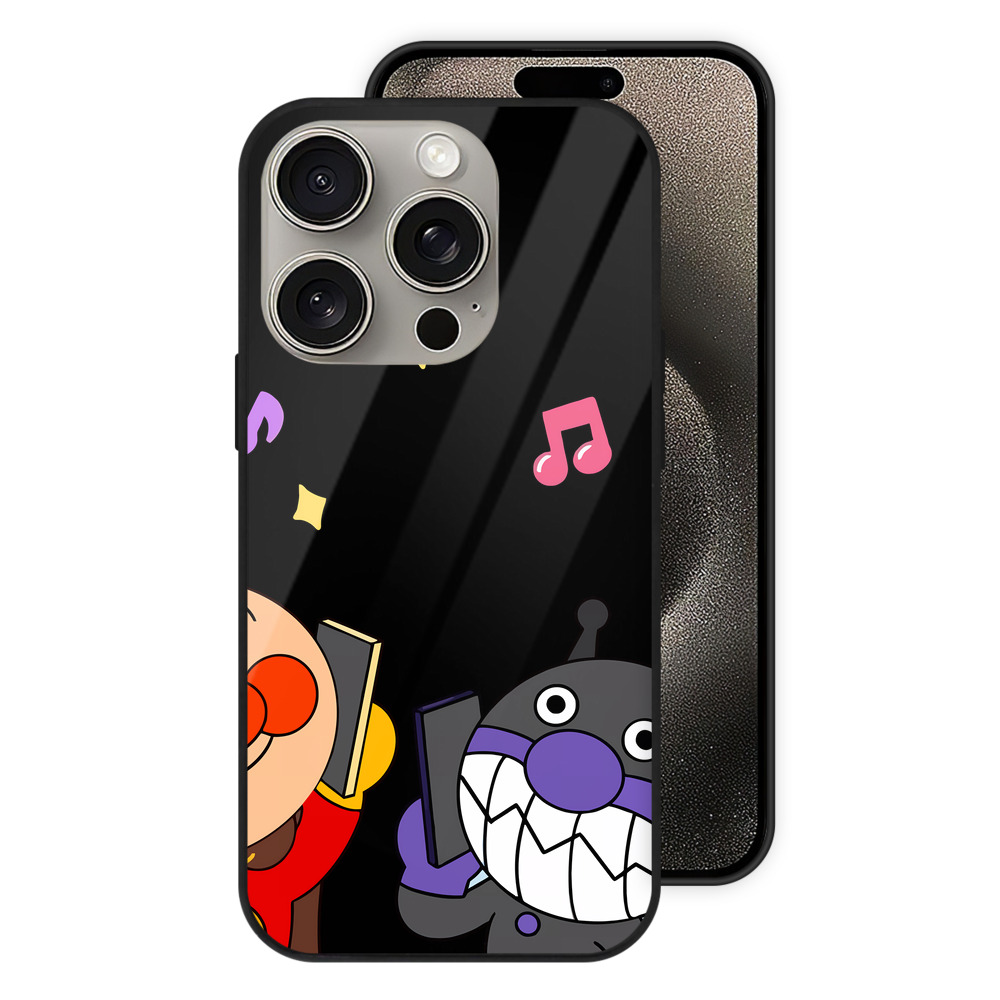（画像用） アンパンマン Anpanman 【iPhone15Pro対応】スマホケース 耐衝撃＆黄変防止 背面ガラス