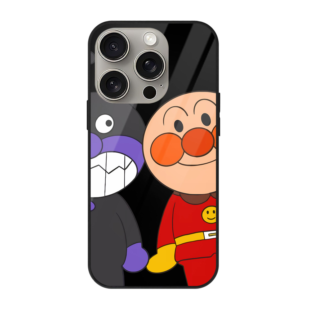（画像用） アンパンマン Anpanman 【iPhone15Pro対応】スマホケース 耐衝撃＆黄変防止 背面ガラス