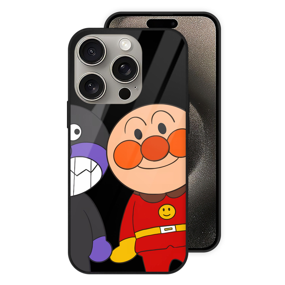 （画像用） アンパンマン Anpanman 【iPhone15Pro対応】スマホケース 耐衝撃＆黄変防止 背面ガラス