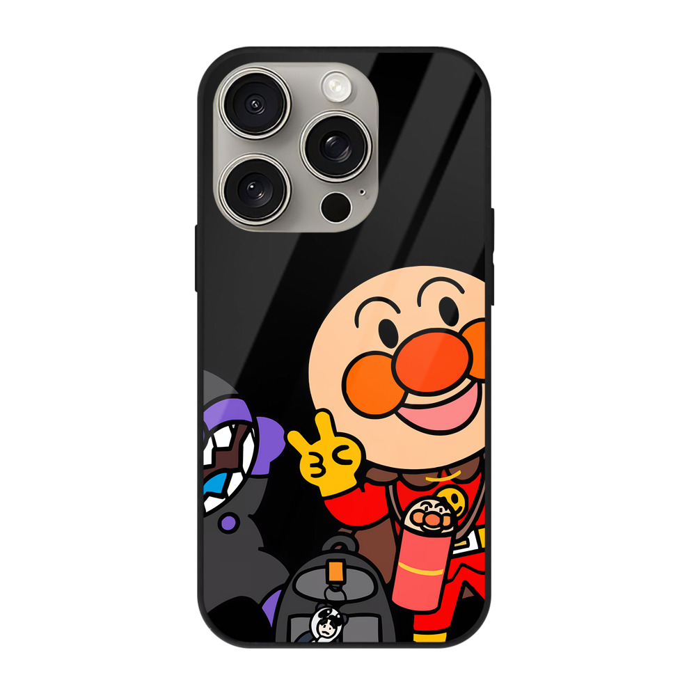 （画像用） アンパンマン Anpanman 【iPhone15Pro対応】スマホケース 耐衝撃＆黄変防止 背面ガラス