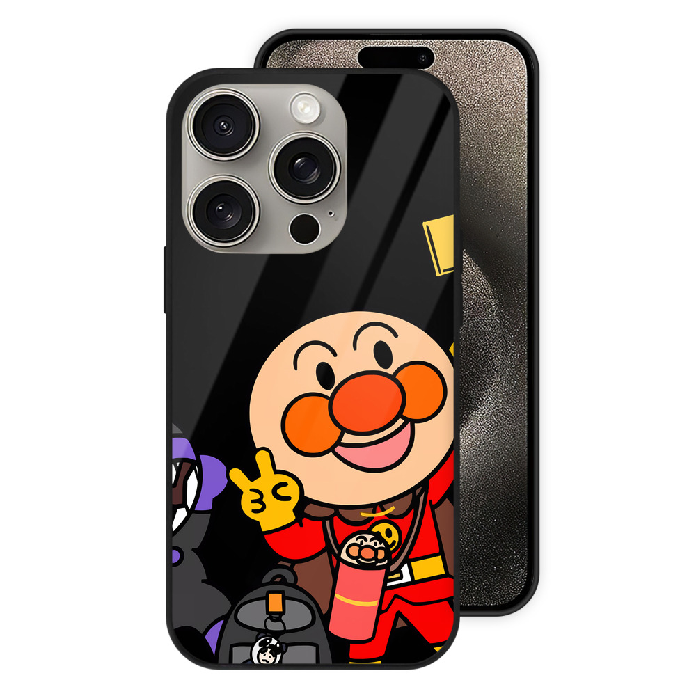 （画像用） アンパンマン Anpanman 【iPhone15Pro対応】スマホケース 耐衝撃＆黄変防止 背面ガラス