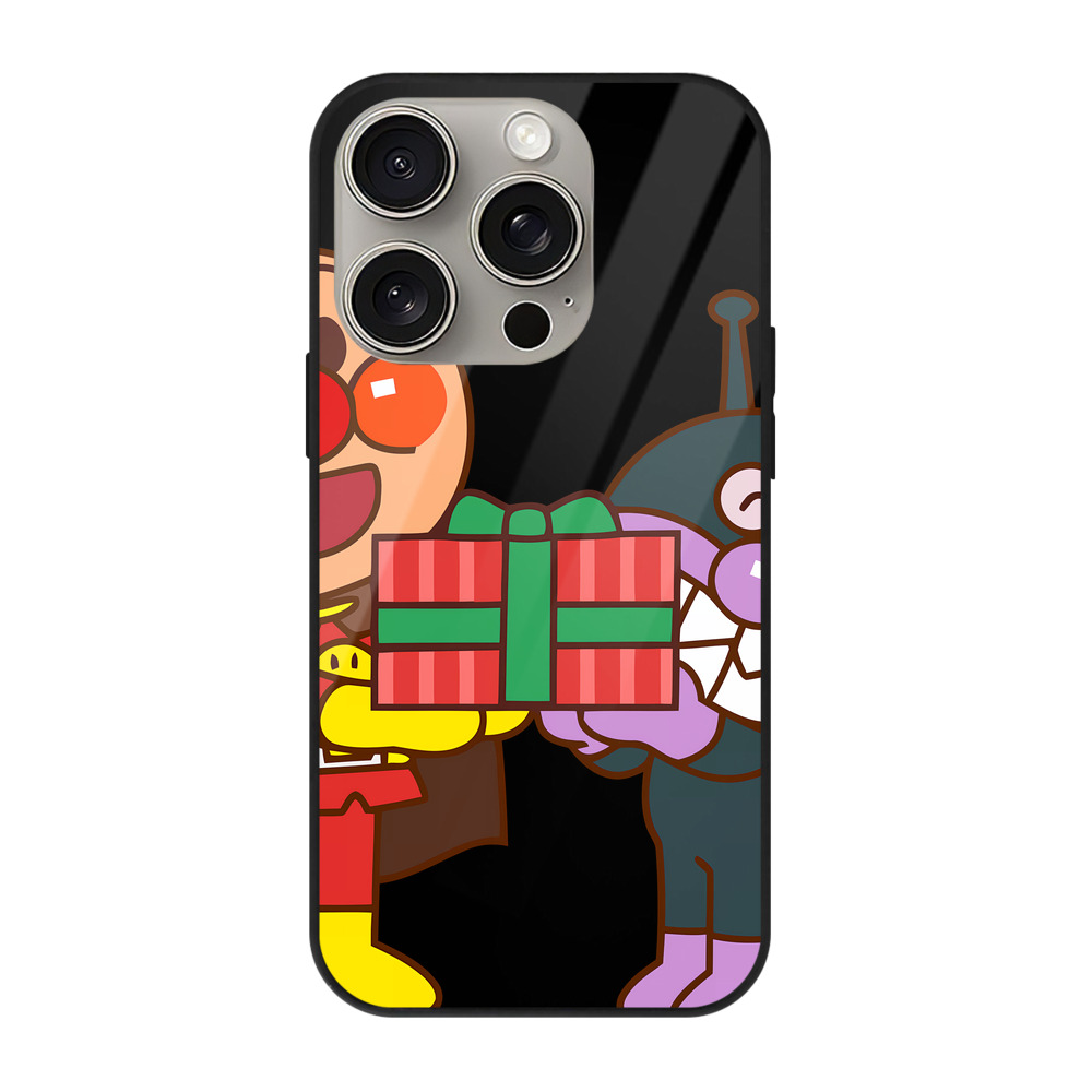 （画像用） アンパンマン Anpanman 【iPhone15Pro対応】スマホケース 耐衝撃＆黄変防止 背面ガラス