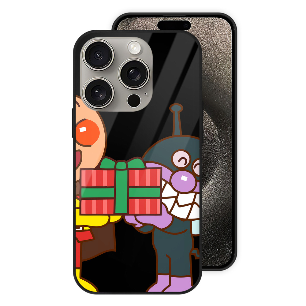 （画像用） アンパンマン Anpanman 【iPhone15Pro対応】スマホケース 耐衝撃＆黄変防止 背面ガラス