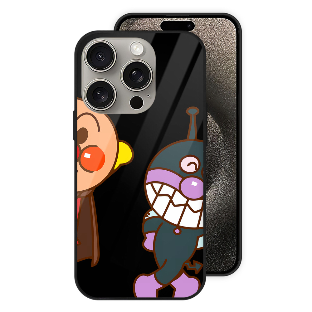 （画像用） アンパンマン Anpanman 【iPhone15Pro対応】スマホケース 耐衝撃＆黄変防止 背面ガラス