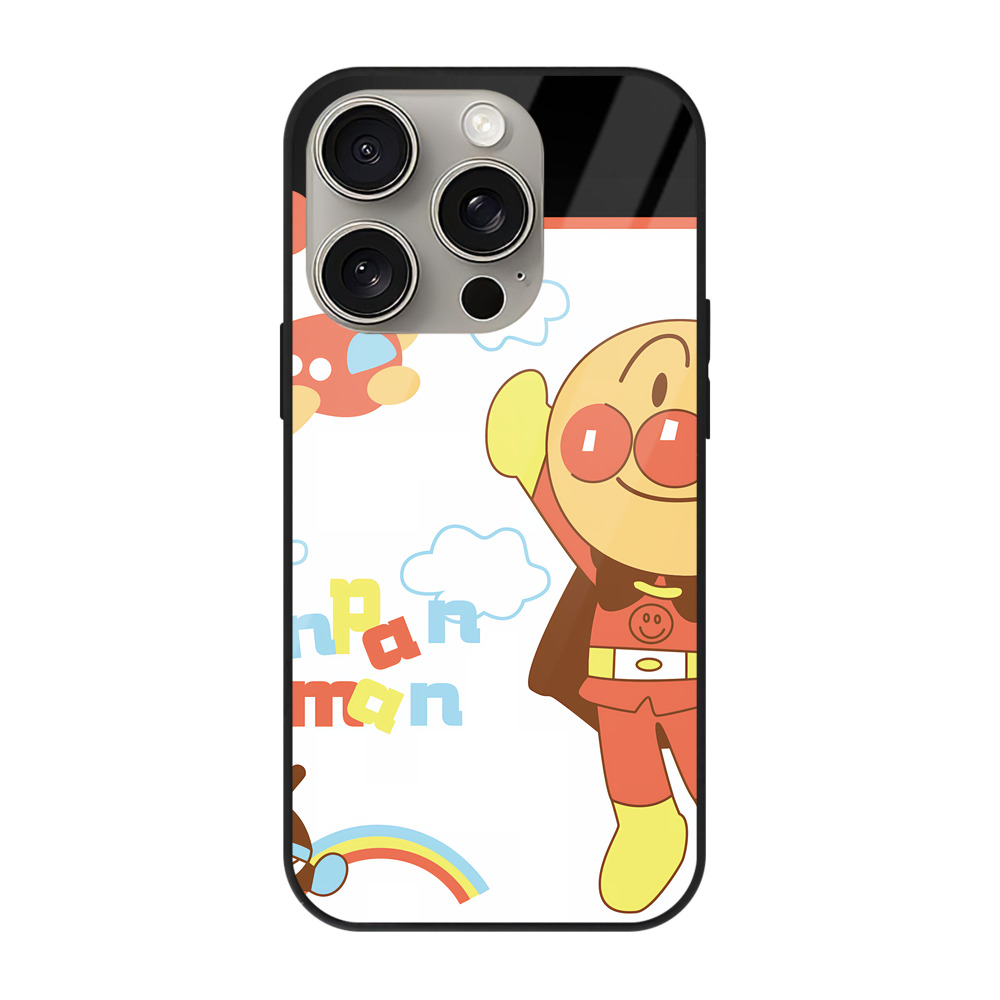 （画像用） アンパンマン Anpanman 【iPhone15Pro対応】スマホケース 耐衝撃＆黄変防止 背面ガラス