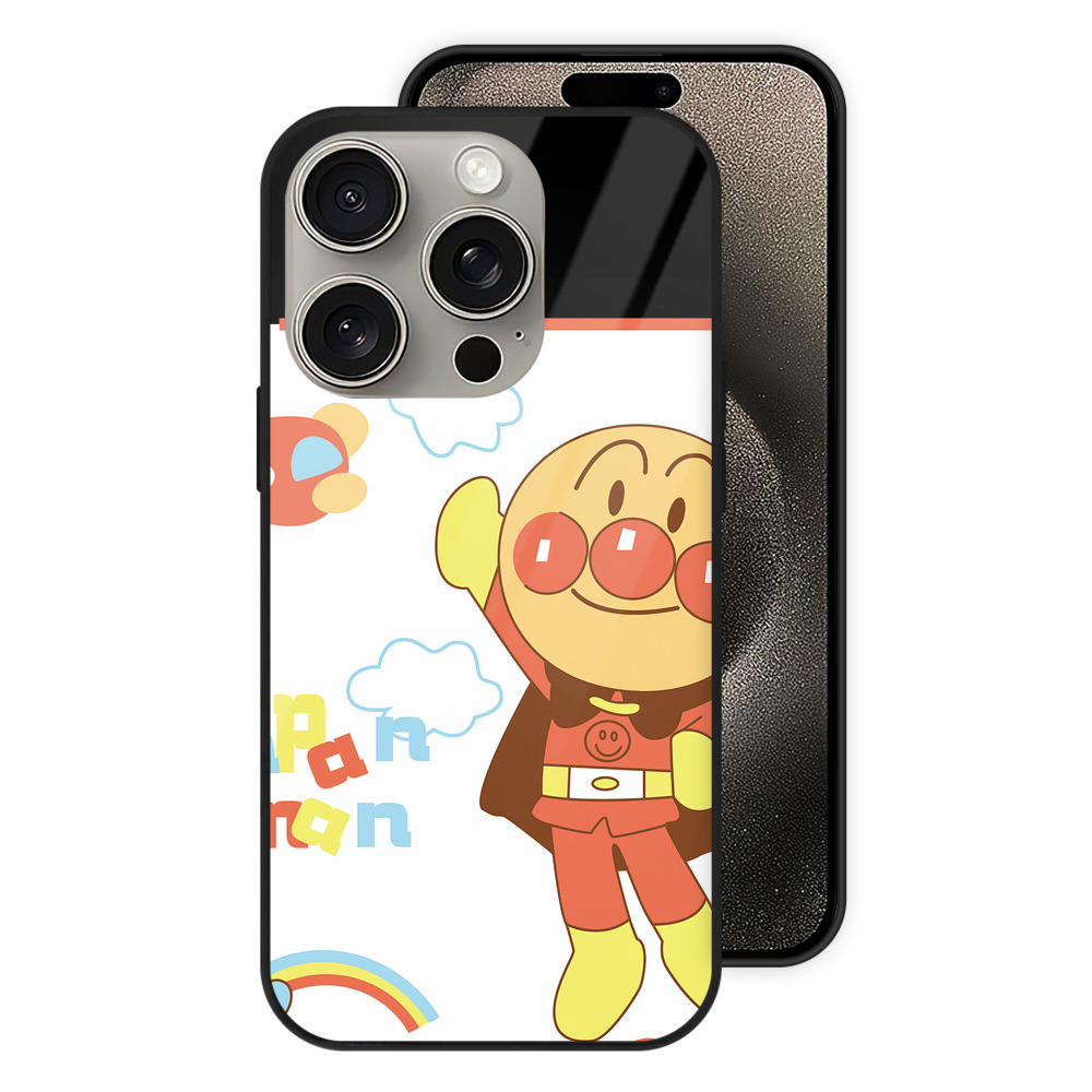 （画像用） アンパンマン Anpanman 【iPhone15Pro対応】スマホケース 耐衝撃＆黄変防止 背面ガラス
