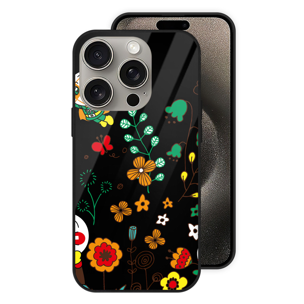（画像用） アンパンマン Anpanman 【iPhone15Pro対応】スマホケース 耐衝撃＆黄変防止 背面ガラス
