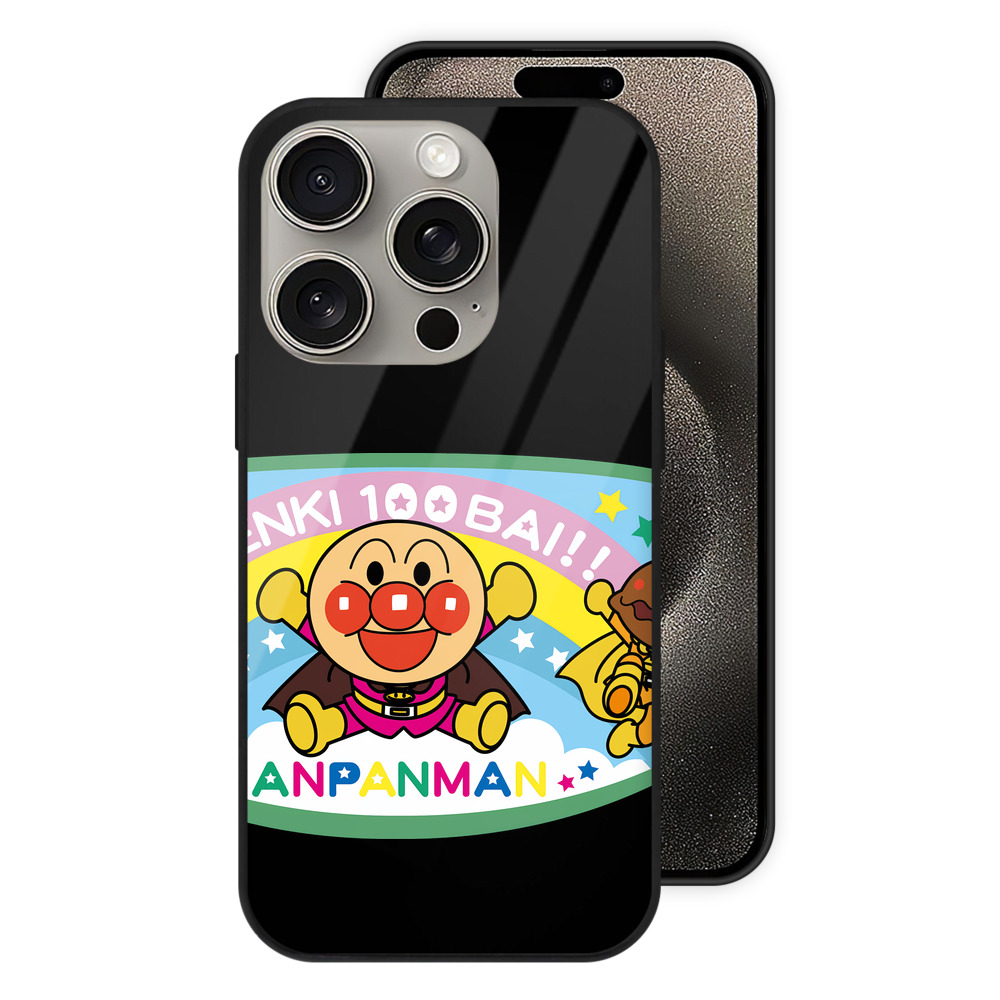 （画像用） アンパンマン Anpanman 【iPhone15Pro対応】スマホケース 耐衝撃＆黄変防止 背面ガラス